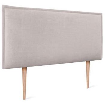 Cabecero Tapizado de Lino Natural Beige con Ribete y Patas para Cama Dormitorio Moderno (105x105cm)