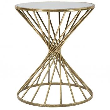 Table basse dorée Ø 42 × 50 cm, modèle Ferretti Hypnos