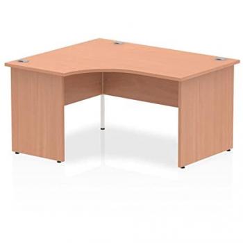 Impulse Bench 1800mm Left Crescent Office Desk with Oak Top and White Panel End Leg (Model: TT000035)