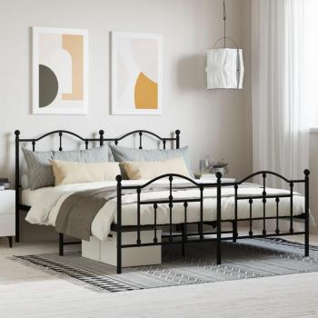 VidaXL's Metal Bed Frame in Black, no Mattress, with Footboard, dimensions: 183 x 213 cm