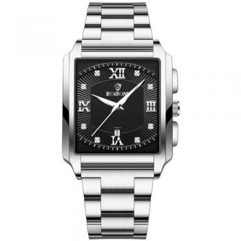 Stylish Square Date Display Watch – Stainless Steel Band