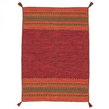 Handgewebter Baumwollteppich Azizi Rot 140 x 200 cm