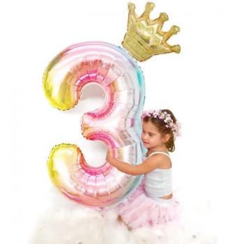Gradient Big Number Foil Balloons 40 Inch for Birthday Decorations (0-9)