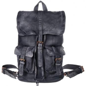 Vintage Zaino Pelle Doppio Spallacci Nero Slate