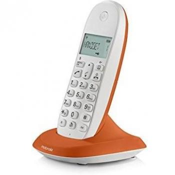 Motorola C1001L Telefono Cordless Digitale, Colore Arancione con Display Monocromatico e Rubrica da 50 Nominativi