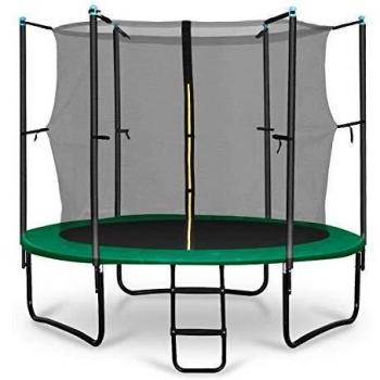 Trampoline sur pieds doubles avec toile en polyéthylène endurcie aux UV et filet de protection (Ø 250cm, supporte jusqu'à 150kg)
