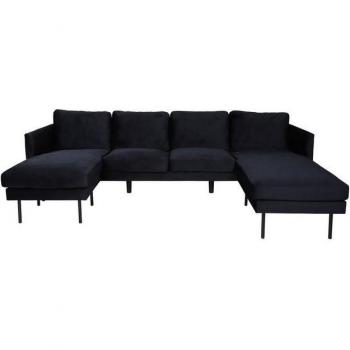 VENTURE Design Zoom U‑soffa Elegant Svart Sammet & Steel