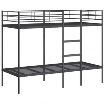 Lit superposé acier noir 80x200 cm sans matelas