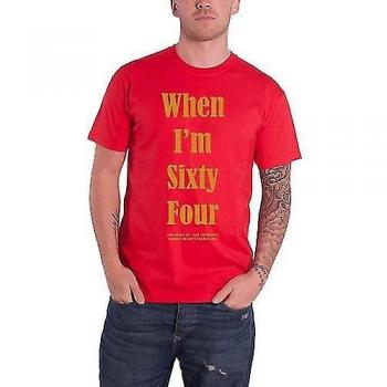 Camisa Redonda Unisex Los Beatles “When I’m Sixty Four” – Detalle en la espalda, Rojo, L
