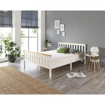 Aspire Atlantic White Painted Bed Frame with Natural Accents