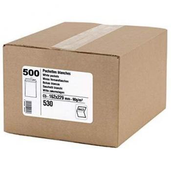 Pochettes blanches auto-adhésives C5 162 x 229 mm