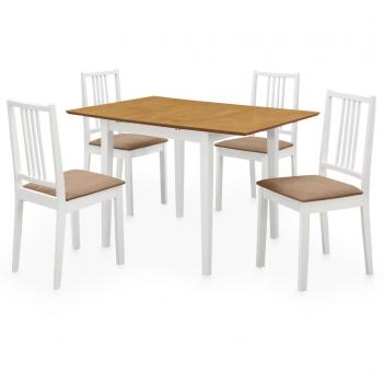 Mesa y 4 Sillas Extensible VidaXL Blanco Natural