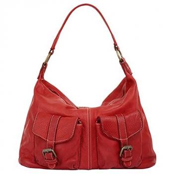 Cluty Shopper, rot, echtes Leder, Made in Italy