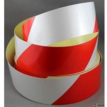 StickersLab-Cinta reflectante catadióptrico rojo y blanco 50 mm x 2 m