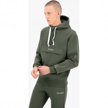 Felpa half zip in cotone organico con cappuccio e tasca