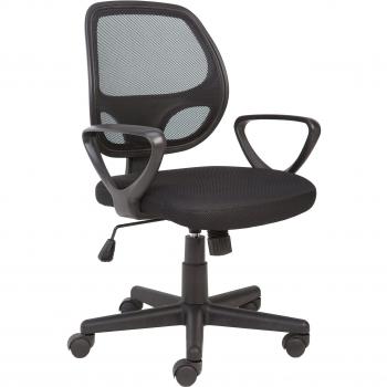 Small Black Mesh Swivel Office Chair with Arm Design