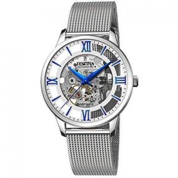 Festina Automatisch Skelet Mesh Wristwatch Zilver