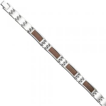 Herrenarmband aus Edelstahl mit braunen Carbon Einlagen 21 cm