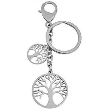 Akzent Unisex-Schlüsselanhänger Edelstahl Lebensbaum Karabiner Schlüsselring 5090021