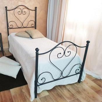 Cama individual Papavero de hierro forjado con reposapiés negro oro 90x201x h126 cm