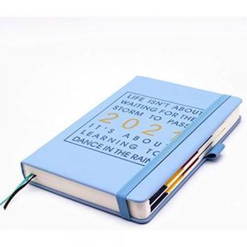 021 Yearly Agenda Diary, 5.70 x 8.27, Soft Cover PU Leather, Includes Pen Holder & Bookmarks