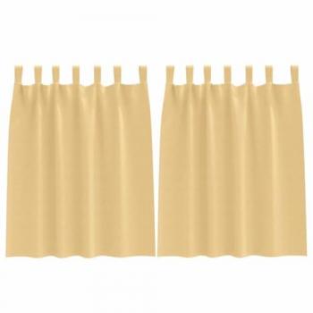 Rideaux Modernes Beige 2 Pcs avec Anneaux