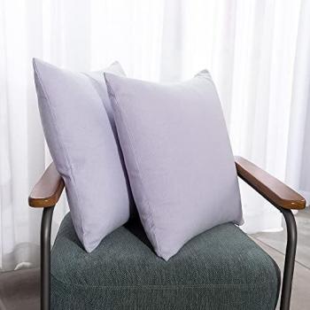 Cuscini divano: federe di lino violetto, confezione 2 pezzi 65x65 cm