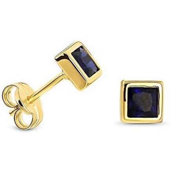 Damen-Ohrring Miore: Viereck mit blauen Saphir-Geburtsstein in 9k Gold