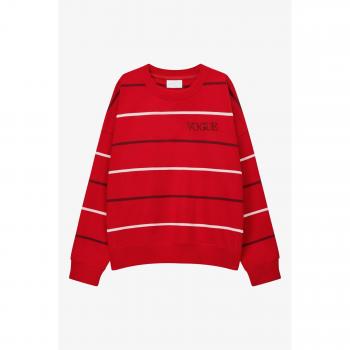 VOGUE Red Sweatshirt with Thin Stripes