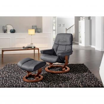 Stressless® Ruby Komfortset – Relaxsessel + Hocker, Classic Base, L‑Größe, Holz: Eiche, Wenge