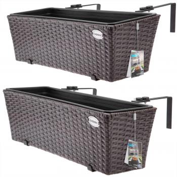 Jardinière en polyrotin marron pour terrasse