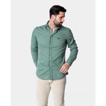 Camisa Spagnolo de corte smart en gabardina verde
