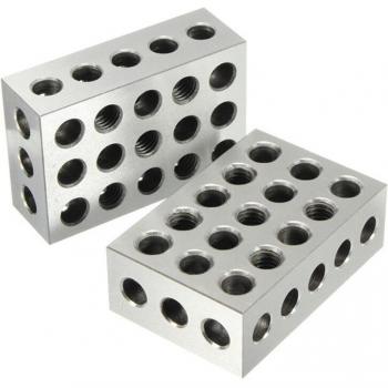 Bloc de serrage parallèle 2 pièces, acier trempé, 25x50x75mm, précision 0.005mm, 23 trous