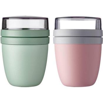 Mepal Lunchpot Ellipse “Nordic Sage & Campus Red” – 500 ml Hauptbehälter + 200 ml Becher für Joghurt/Müsli