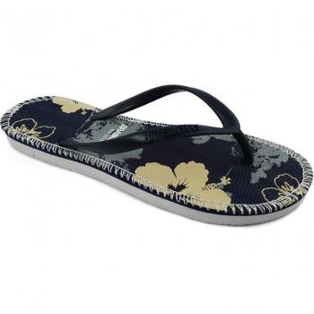 Tongs Bleues avec Motif Floral Brésilien