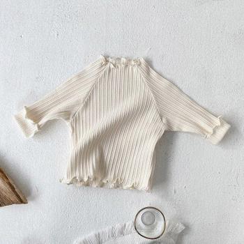 T-shirts rayés à manches longues pour petites filles, en coton, automne