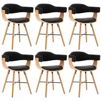 Sillas de Comedor Modernas 6 uds en Cuero Sintético Negro