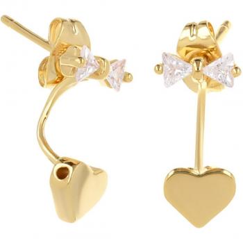 Les Trésors de Lily Q4579 – Boucles d’oreilles lobe plaqué or « Love » blanc doré