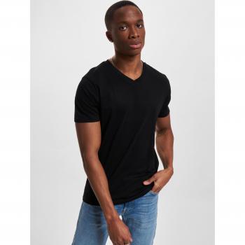 T-shirt Col en V Manches Courtes Noir