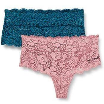 Iris & Lilly Tanga de Ropa Interior, Pack de 2, Azul Intenso/Rosa Magenta Viejo, Talla M
