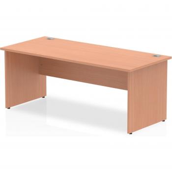 Impulse Straight Office Desk W1800 x D800 x H730mm Panel End Leg Beech Finish White Frame