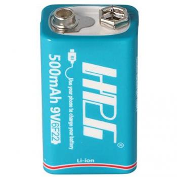 AccuCell 9V Li-ion Akku mit USB-Ladebuchse und Ladegerät (500 mAh, 7,4 Volt)