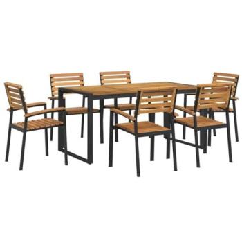 Natural Acacia Garden Table & Chairs – 7 Piece Set
