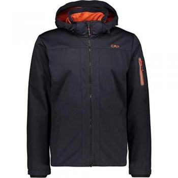 Reißverschluss-Hardshell-Jacke für Männer – Kapuze, Antracite‑Rot/Orange, Größe 46