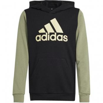 Adidas Felpa Bambino Con Cappuccio Big Logo Colorblock Nero / Verde Tenda / Giallo Quasi 13-14 Anni