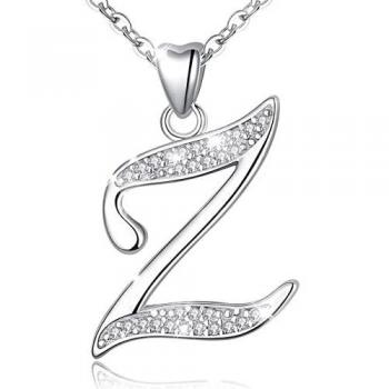 AEONSLOVE: Collier Initial en Argent 925 « Z » – Chaîne 46 cm, Zircon Cubique, Ensemble Cadeau