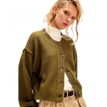Lila Cotton-Blend Cardigan for Women in Olive Branch, Size Small