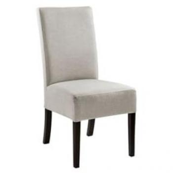 MIRCO Polsterstuhl – Beige Flachgewebe Leinenoptik, schmaler Sockel