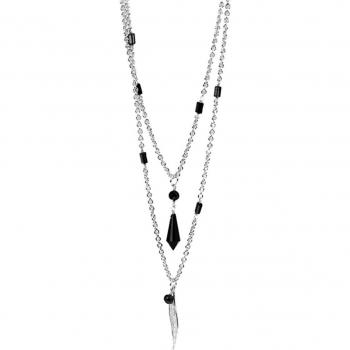 Collar Africa Moda Luxenter, Plata 925, Onix Hidrotermal y Rodio