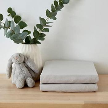 Martex Baby Grey Twin Pack Fitted Sheets for Travel Cots